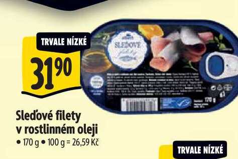   Sleďové filety v rostlinném oleji 170 g  