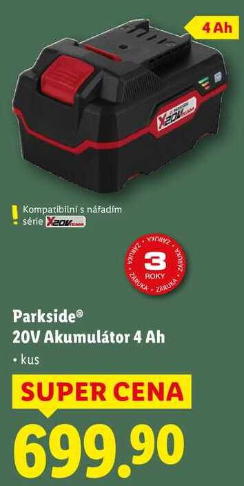 Parkside 20V Akumulátor 4 Ah