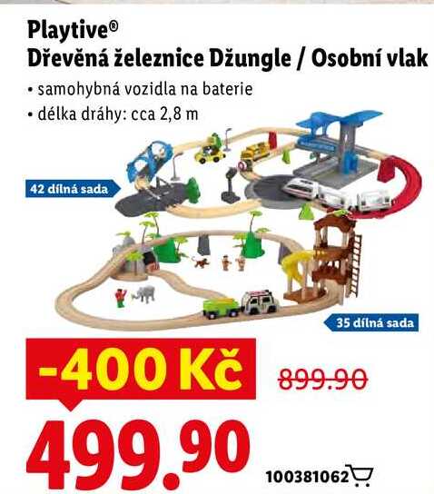 Playtive Dřevěná železnice Džungle/Osobní vlak 