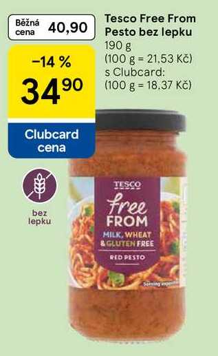 Tesco Free From Pesto bez lepku, 190 g 