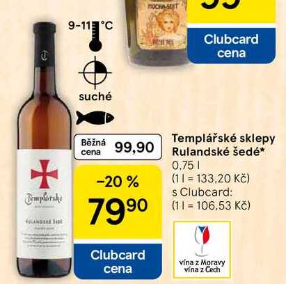 Templářské sklepy Rulandské šedé, 0,75 l