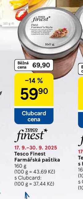 Tesco Finest Farmářská paštika, 160 g