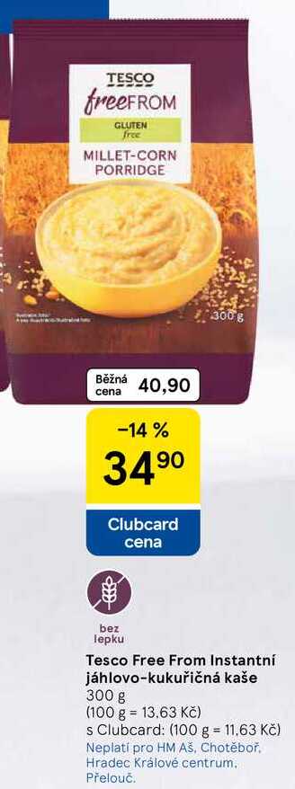 Tesco Free From Instantní jáhlovo-kukuřičná kaše, 300 g  