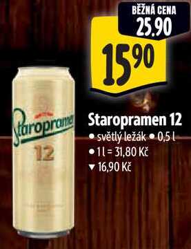 Staropramen 12, 0,5 l  v akci