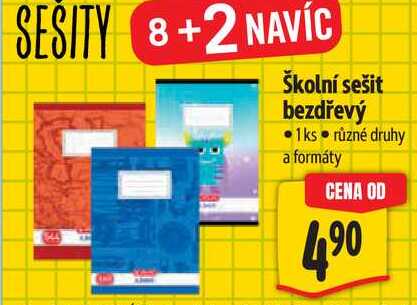 Školní sešit bezdřevý