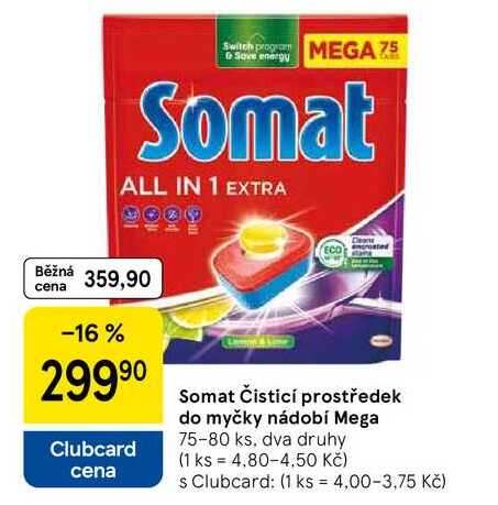 Somat Čisticí prostředek do myčky nádobí Mega, 75-80 ks, dva druhy  