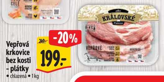 Vepřová krkovice bez kosti - plátky, 1 kg