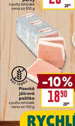 Písecká játrová paštika z pultu lahůdek cena za 100g
