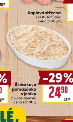 Škvarková pomazánka s jablky z pultu lahůdek cena za 100g