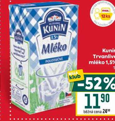 Kunín Trvanlivé mléko 1,5% 1l