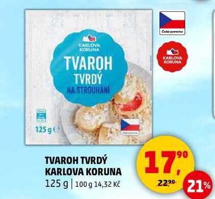 TVAROH TVRDÝ KARLOVA KORUNA, 125 g  