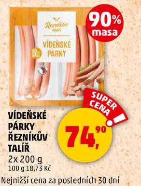 VÍDEŇSKÉ PÁRKY ŘEZNÍKŮV TALÍŘ, 2x 200 g 