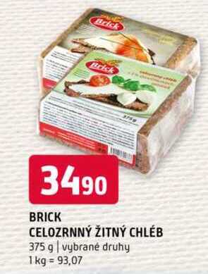 BRICK CELOZRNNÝ ŽITNÝ CHLÉB 375 g