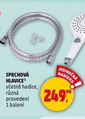 SPRCHOVÁ HLAVICE včetně hadice, různá provedení, 1 balení 