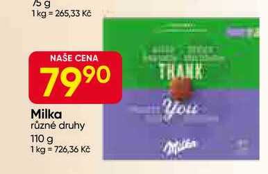 Milka různé druhy 110 g
