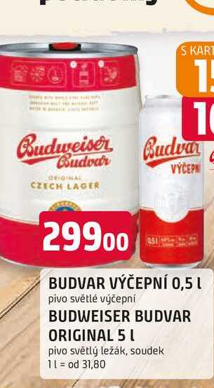 Budweiser Budvar Světlý ležák pivo sud 5l