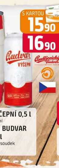 BUDVAR Pivo světlé výčepní 0,5l 0.5l plech