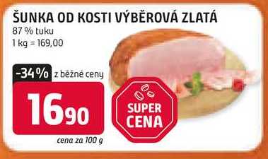 ŠUNKA OD KOSTI VÝBĚROVÁ ZLATÁ 87% tuku 100 g
