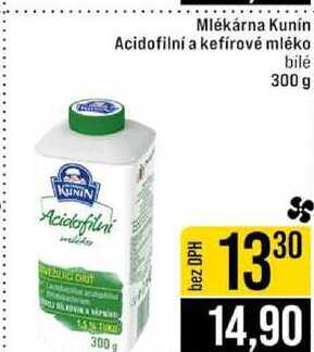 Mlékárna Kunín Acidofilní a kefírové mléko bílé 300 g