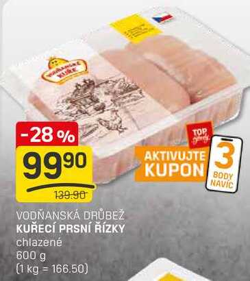 KUŘECÍ PRSNÍ ŘÍZKY chlazené 600 g 
