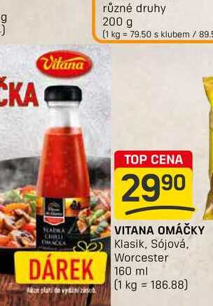 VITANA OMÁČKY Klasik, Sójová, Worcester 160 ml 