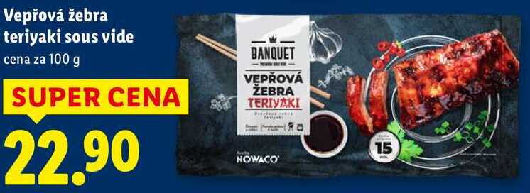 Vepřová žebra teriyaki sous vide, cena za 100 g