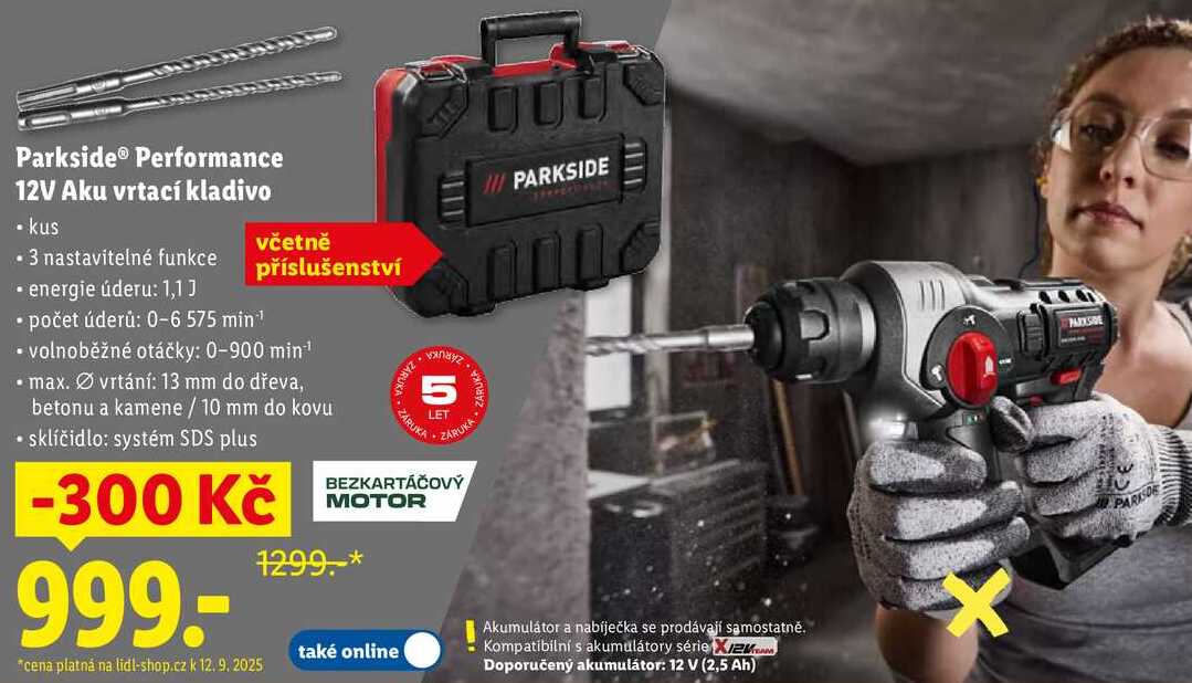 Parkside® Performance 12V Aku vrtací kladivo 