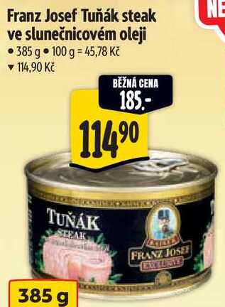 Franz Josef Tuňák steak ve slunečnicovém oleji, 385 g 