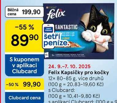 Felix Kapsičky pro kočky, 12× 80-85 g, více druhů 
