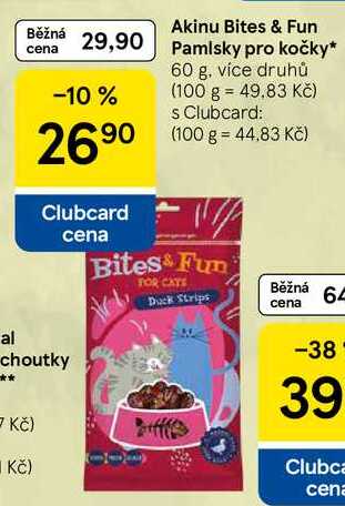 Akinu Bites & Fun Pamlsky pro kočky, 60 g, více druhů 