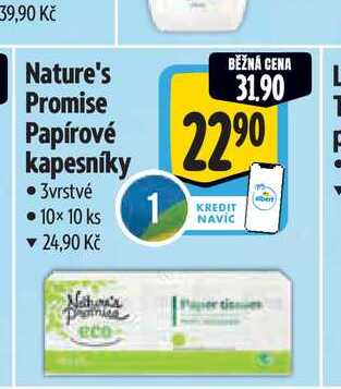   Nature's Promise Papírové kapesníky 3vrstvé 10×10 ks 