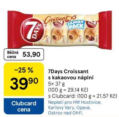 7Days Croissant s kakaovou náplní, 5x 37 g 