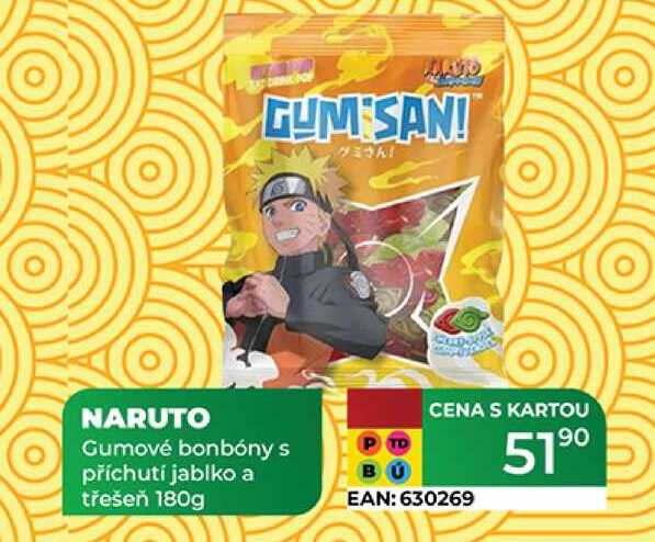 NARUTO Gumové bonbóny s příchutí jablko a třešeň 180g  