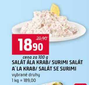 SALÁT ÁLA KRAB/SURIMI SALÁT A'LA KRAB/SALÁT SE SURIMI 100 g