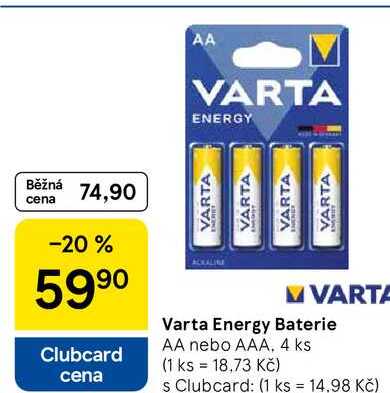 Varta Energy Baterie AA nebo AAA, 4 ks