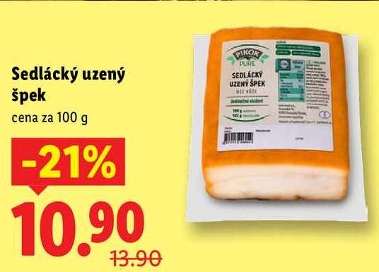 Sedlácký uzený špek, cena za 100 g 