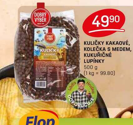 KULIČKY KAKAOVÉ, KOLEČKA S MEDEM, KUKUŘIČNÉ LUPÍNKY 500 g 