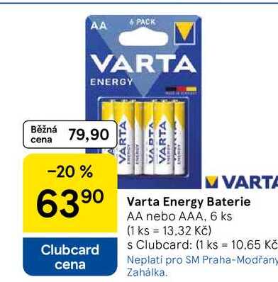 Varta Energy Baterie AA nebo AAA, 6 ks