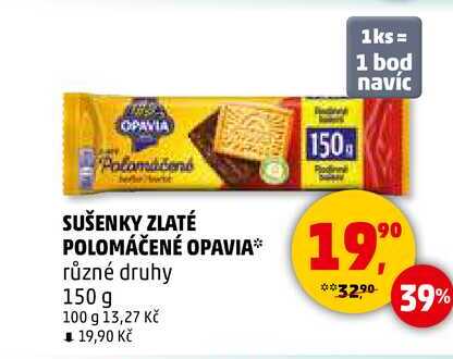 ZLATÉ POLOMÁČENÉ OPAVIA různé druhy, 150 g  