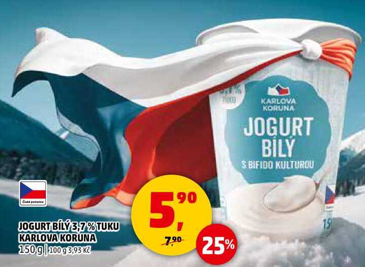 JOGURT BÍLÝ 3,7% TUKU KARLOVA KORUNA, 150 g  