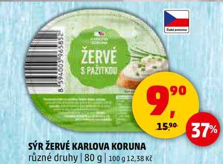 SÝR ŽERVÉ KARLOVA KORUNA různé druhy, 80 g