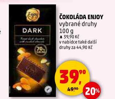 ČOKOLÁDA ENJOY vybrané druhy, 100 g  