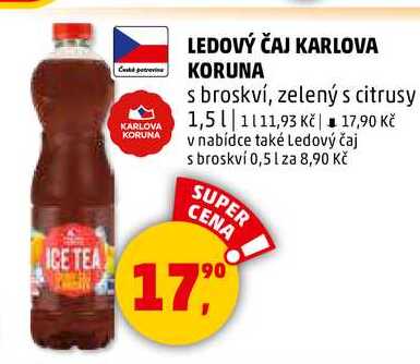 LEDOVÝ ČAJ KARLOVA KORUNA s broskví, 1,5 l 