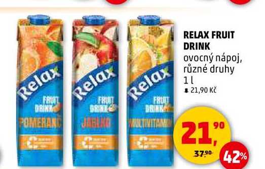 RELAX FRUIT DRINK ovocný nápoj, různé druhy, 1 l 