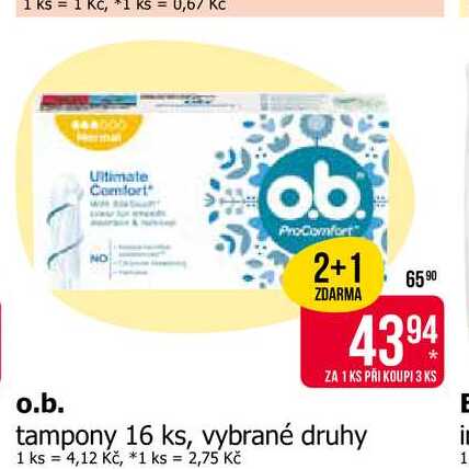 O.b. Ultimate Comfort tampony 16 ks, vybrané druhy 