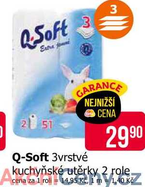 Q-Soft 3vrstvé kuchyňské utěrky 2 role 