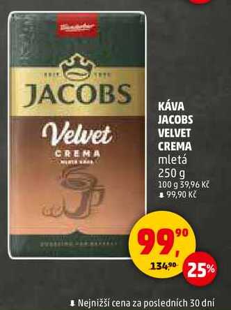 KÁVA JACOBS VELVET CREMA mletá, 250 g 