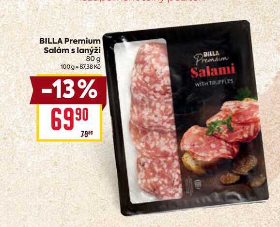 BILLA Premium Salám s lanýži 80 g 