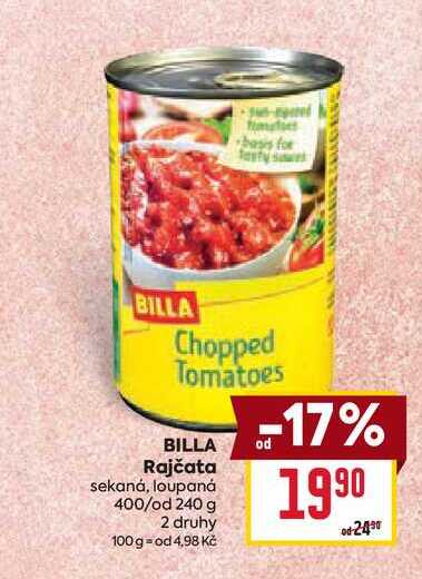 BILLA Rajčata sekaná, loupaná 400/od 240 g 