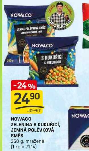 NOWACO ZELENINA S KUKUŘICÍ, JEMNÁ POLÉVKOVÁ SMĚS 350 g, mražené 